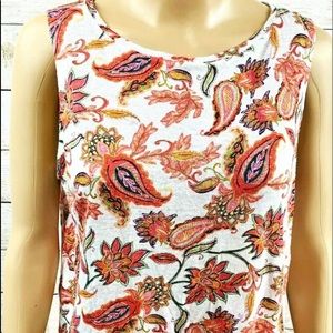 J Jill Love linen blouse size M paisley floral